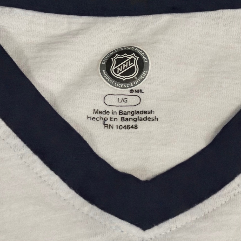 Buffalo Sabres Womens L Long Sleeve V Neck Raglan Tee NHL Navy White - Picture 4 of 8